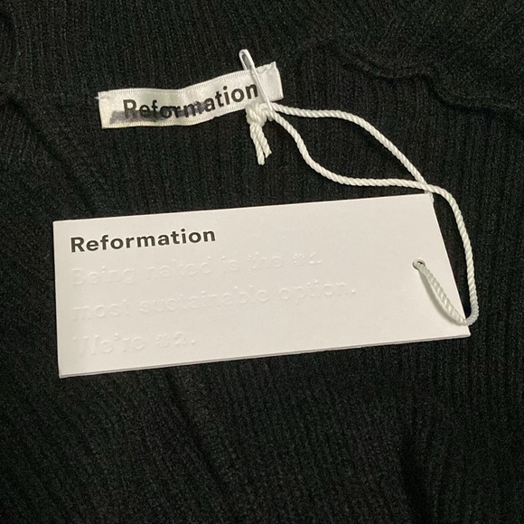 Reformation Osteria Open Tie Back Black Ribbed Cashmere Sweater - Sz XS - Picture 6 of 8